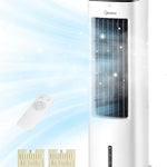 Pharmics Electro – Midea Air Cooler with Water Cooling, Portable AC, 5L Evaporative Fan, Humidifier & Ionizer, No Exhaust Hose, Remote Control, 355 m³/h, 55W, White