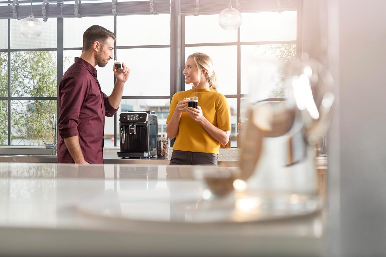 Pharmics Electro – Philips Series 5400 Fully Automatic Coffee Machine with LatteGo, 12 Coffee Specialties, Intuitive Display, 4 User Profiles, Chrome (EP5447/90)