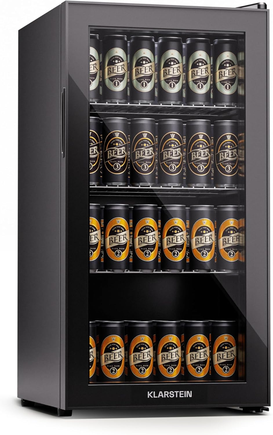 Pharmics Electro – Klarstein Mini Fridge with Glass Door, 80L Beverage Cooler, Adjustable Shelves, Quiet Compact Indoor/Outdoor Refrigerator