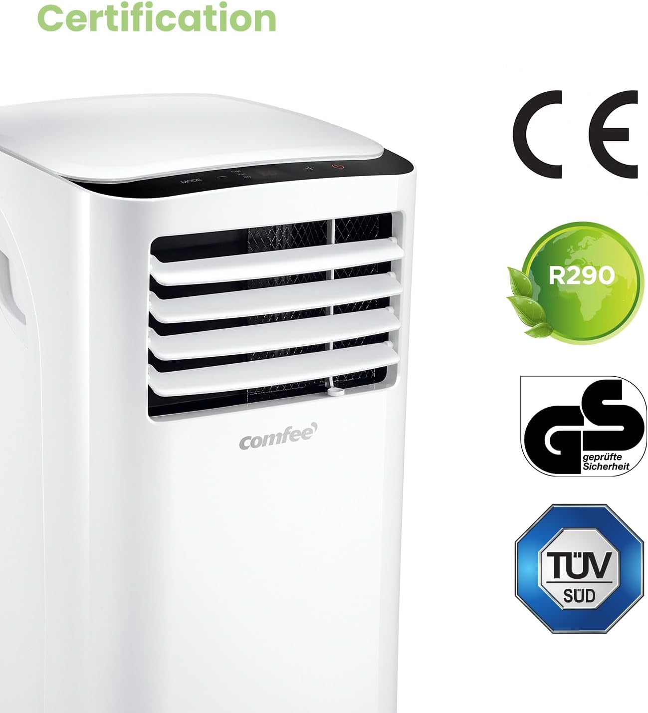 Pharmics Electro – Comfee Portable Air Conditioner MPPH-09CRN7, 9000 BTU / 2.6 kW, 3-in-1 Cooling, Dehumidifier & Fan, Up to 950 sq ft, with Exhaust Hose