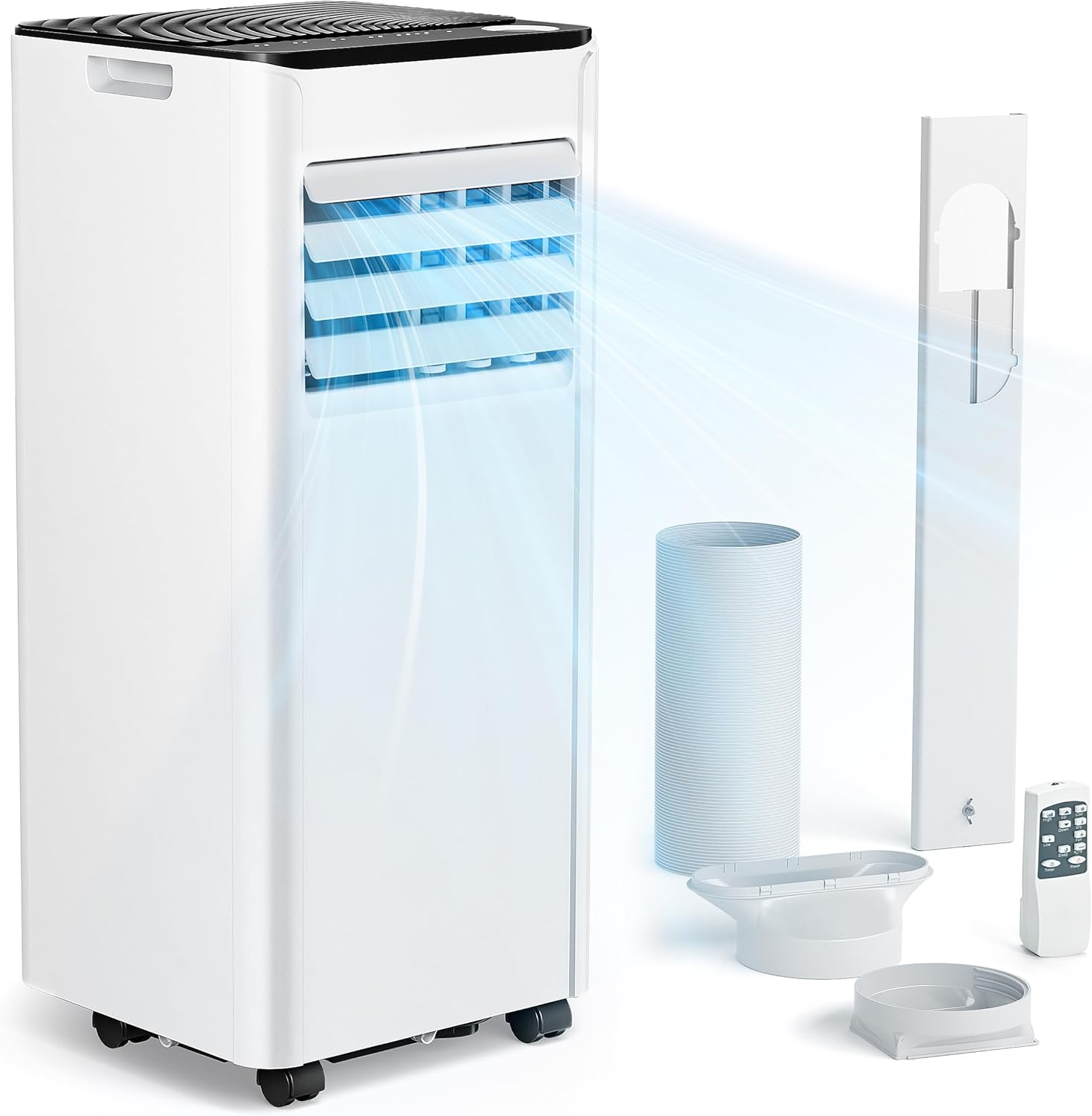 Pharmics Electro – 9000 BTU Portable Air Conditioner with Exhaust Hose | 4-in-1 Mobile AC | Quiet Operation <48 dB | Digital Display & Remote | Window Installation Kit | 24h Timer | For Rooms up to 25 m²
