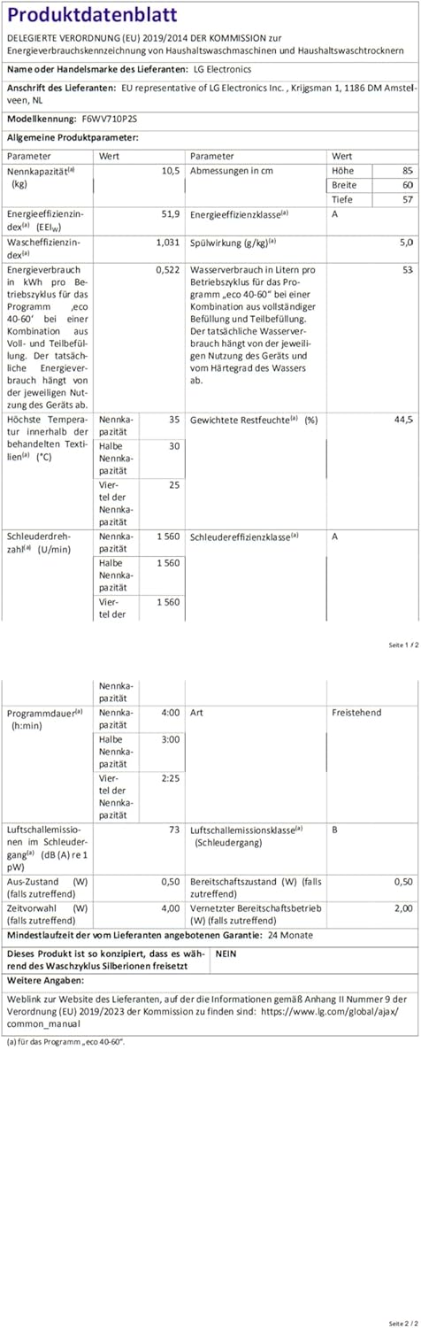 LG F4WV7080 Front Load Washer 8 kg 1400 RPM – Pharmics Electro