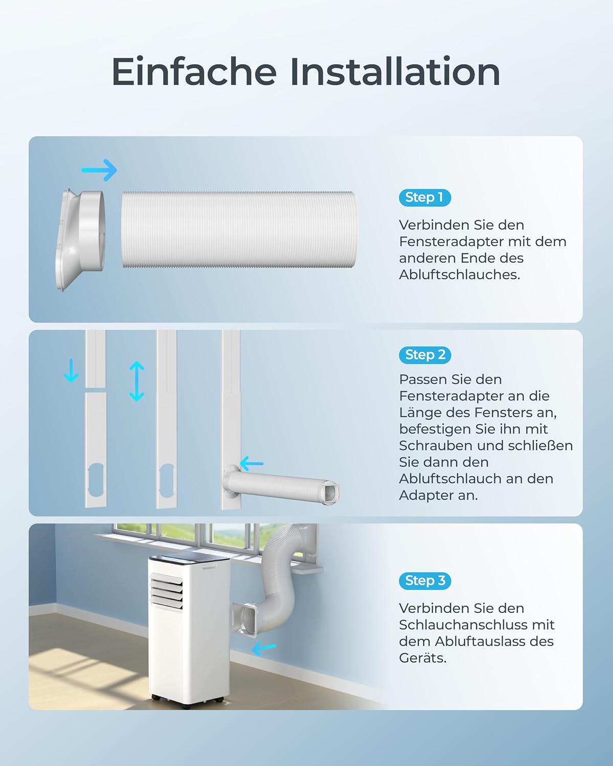 Pharmics Electro – 9000 BTU Portable Air Conditioner with Exhaust Hose | 4-in-1 Mobile AC | Quiet Operation <48 dB | Digital Display & Remote | Window Installation Kit | 24h Timer | For Rooms up to 25 m²