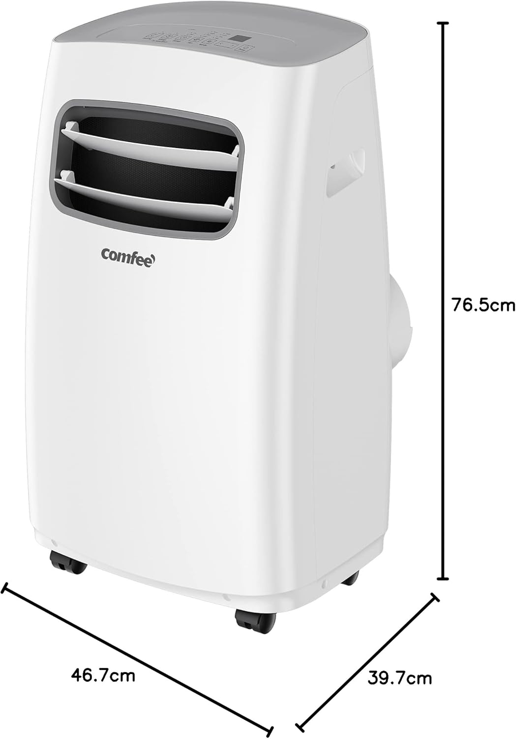 Pharmics Electro – Comfee Portable Air Conditioner MPPH-09CRN7, 9000 BTU / 2.6 kW, 3-in-1 Cooling, Dehumidifier & Fan, Up to 950 sq ft, with Exhaust Hose