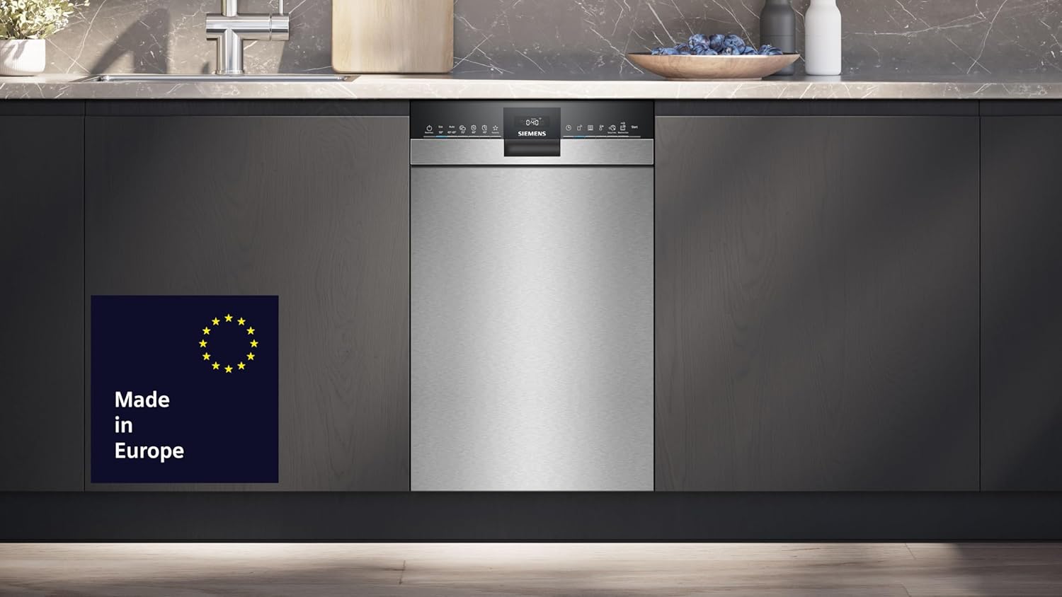 Pharmics Electro – Siemens SR65YX08ME iQ500 Fully Integrated Dishwasher, 45 cm, Cutlery Drawer, Zeolith Drying, Ultra-Quiet, AquaStop, Auto Door Open, varioSpeed, Interior Lighting