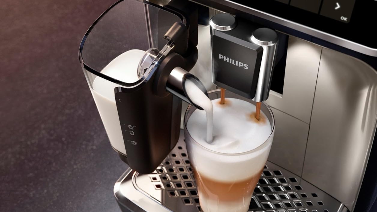 Pharmics Electro – Philips Series 5400 Fully Automatic Coffee Machine with LatteGo, 12 Coffee Specialties, Intuitive Display, 4 User Profiles, Chrome (EP5447/90)