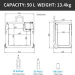 Pharmics Electro Alpicool CF55 55L Portable 12V Mini Fridge Freezer, -20°C to 20°C, for Car, Camping, Truck, Boat, AC/DC, with USB Port
