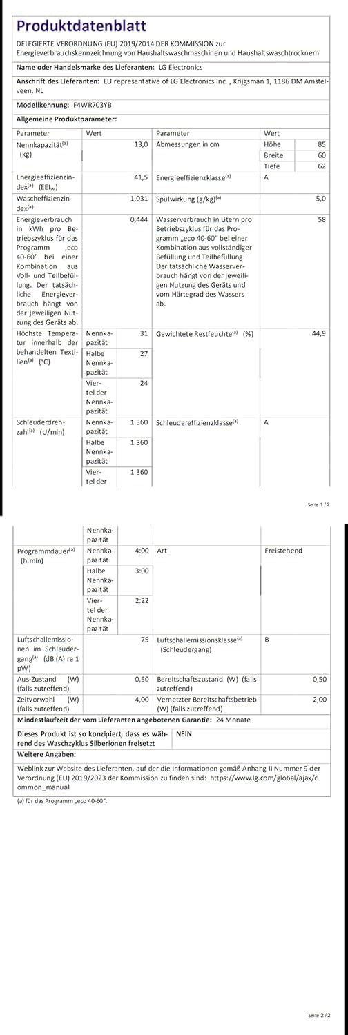 LG F4WV7080 Front Load Washer 8 kg 1400 RPM – Pharmics Electro
