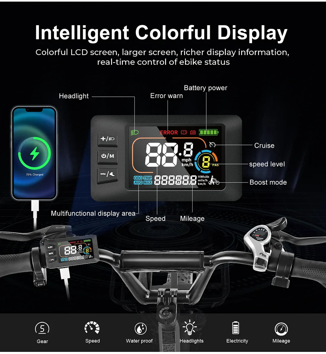 Pharmics Electro SAMEBIKE C05 Pro 36V 13Ah Battery, 500W Motor, Step-Through Foldable Fat Tire E-Bike