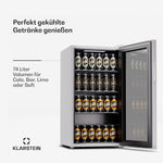 Pharmics Electro – Klarstein Mini Fridge with Glass Door, 80L Beverage Cooler, Adjustable Shelves, Quiet Compact Indoor/Outdoor Refrigerator
