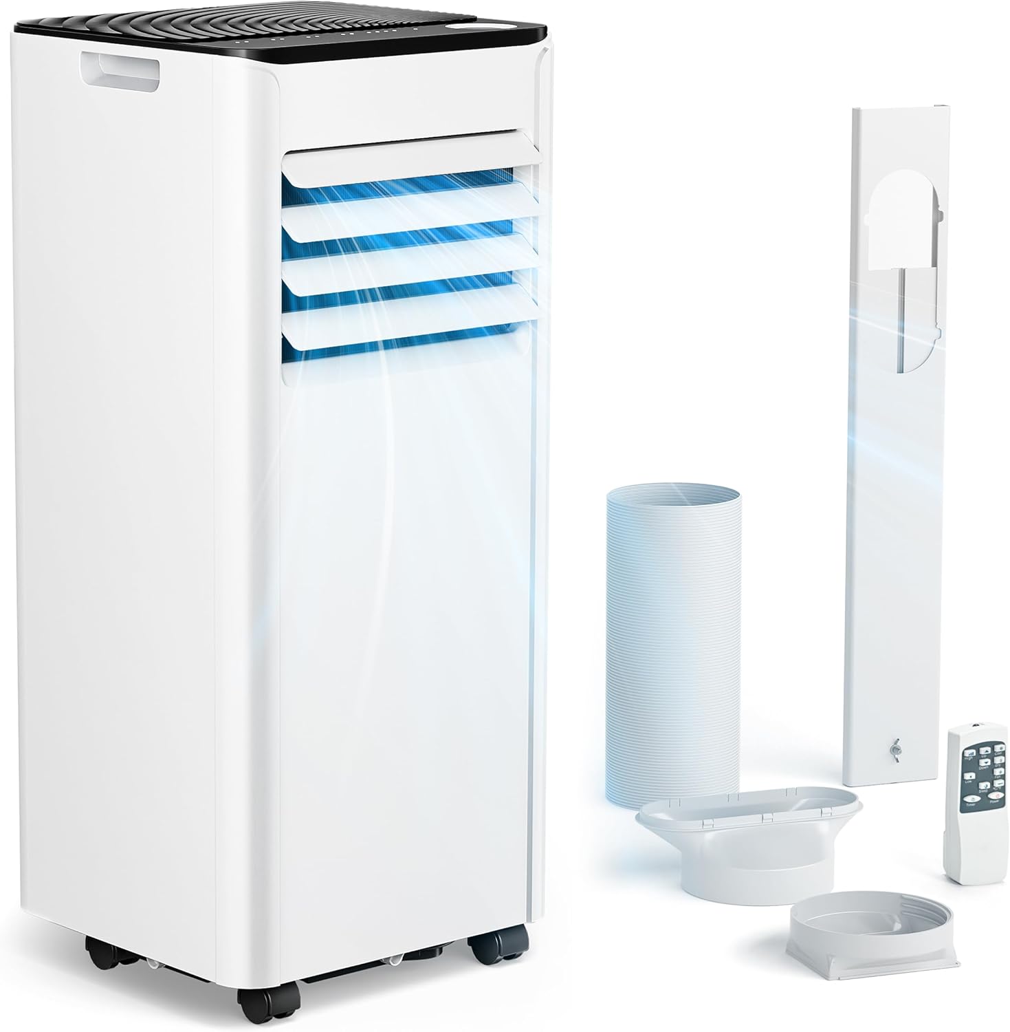 Pharmics Electro – 9000 BTU Portable Air Conditioner with Exhaust Hose | 4-in-1 Mobile AC | Quiet Operation <48 dB | Digital Display & Remote | Window Installation Kit | 24h Timer | For Rooms up to 25 m²