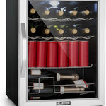 Pharmics Electro – Klarstein Mini Fridge with Glass Door, 80L Beverage Cooler, Adjustable Shelves, Quiet Compact Indoor/Outdoor Refrigerator