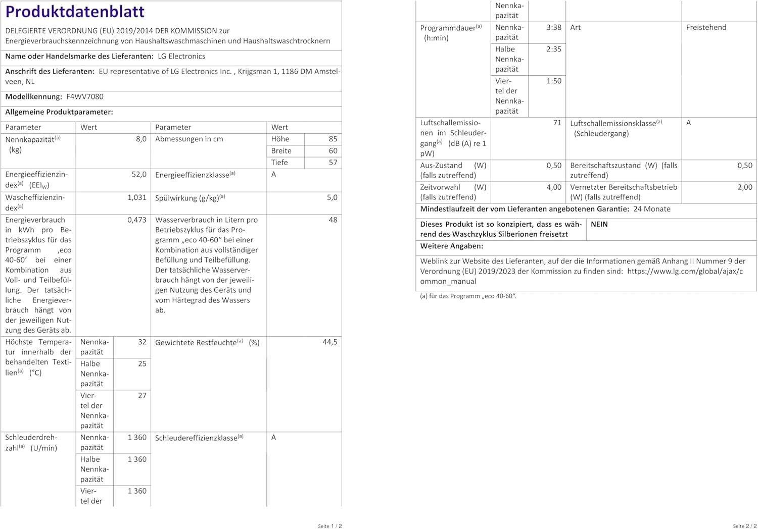 LG F4WV7080 Front Load Washer 8 kg 1400 RPM – Pharmics Electro