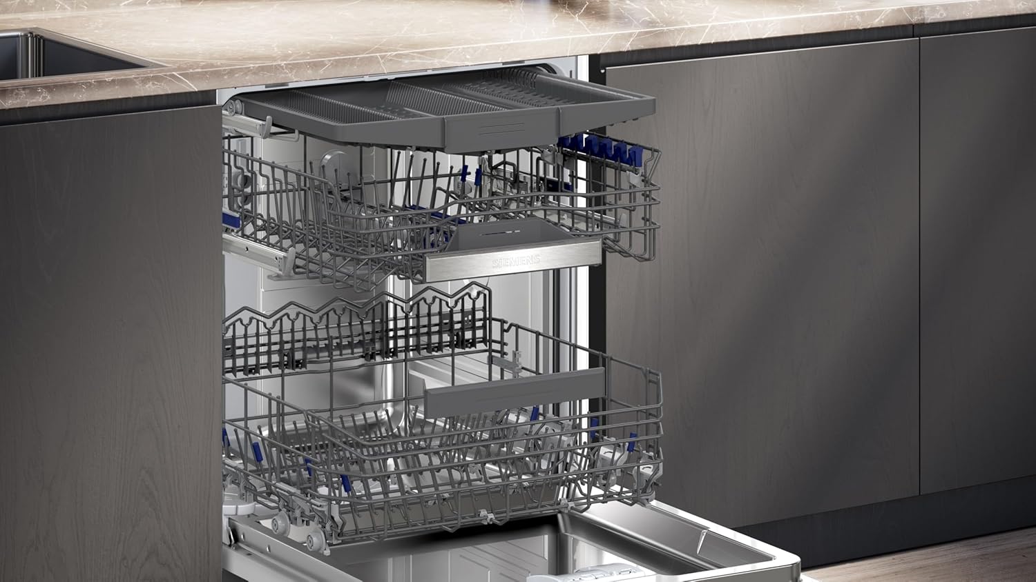 Pharmics Electro – Siemens SN63EX06VE iQ300 Smart Dishwasher, Fully Integrated, 60 cm, Cutlery Drawer, Extra Quiet, varioSpeed, autoDoor, RackMatic, infoLight, intensiveZone