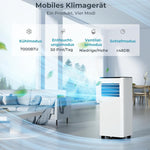 Pharmics Electro – 9000 BTU Portable Air Conditioner with Exhaust Hose | 4-in-1 Mobile AC | Quiet Operation <48 dB | Digital Display & Remote | Window Installation Kit | 24h Timer | For Rooms up to 25 m²