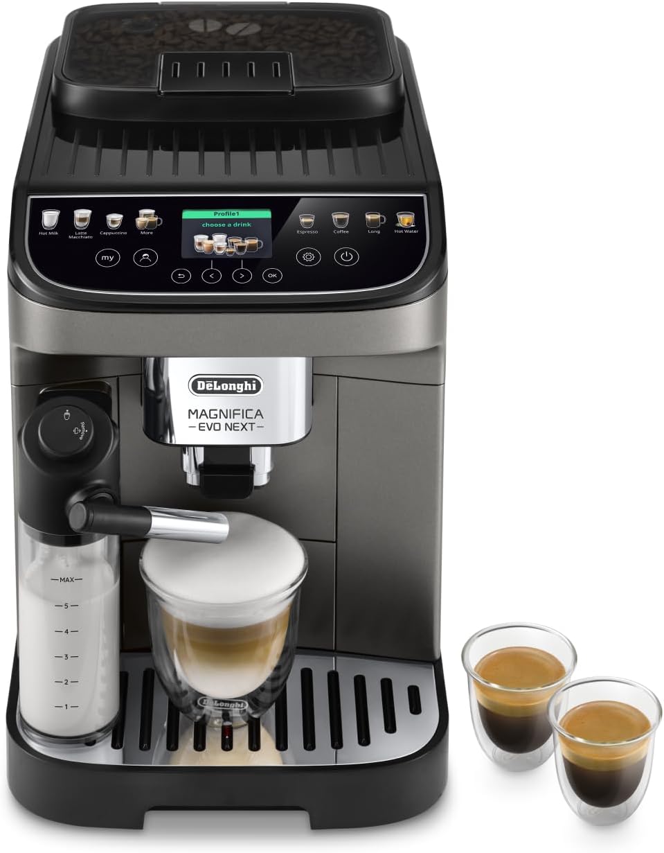 Pharmics Electro De'Longhi Magnifica Evo ECAM 292.81.B Coffee Machine with LatteCrema System, 7 Selection Buttons, Dual-Cup Function, Black