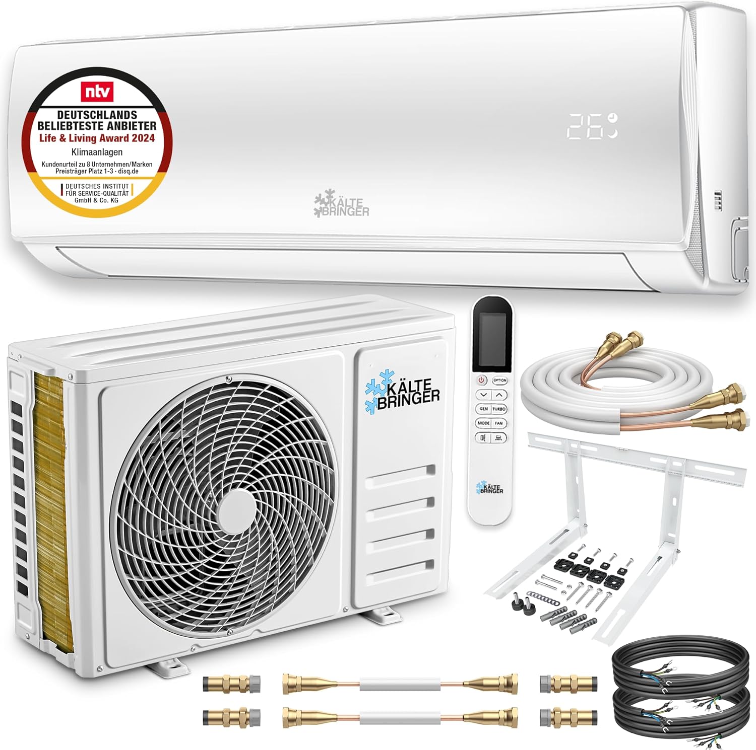 Pharmics Electro – Kältebringer Split Air Conditioner Quick Connect, 12,000 BTU (3.4 kW), Cooling & Heating, WiFi & App Control, Up to 91 m², Ultra-Quiet, 5m Copper Line, R32 Refrigerant, Wall Mount Included