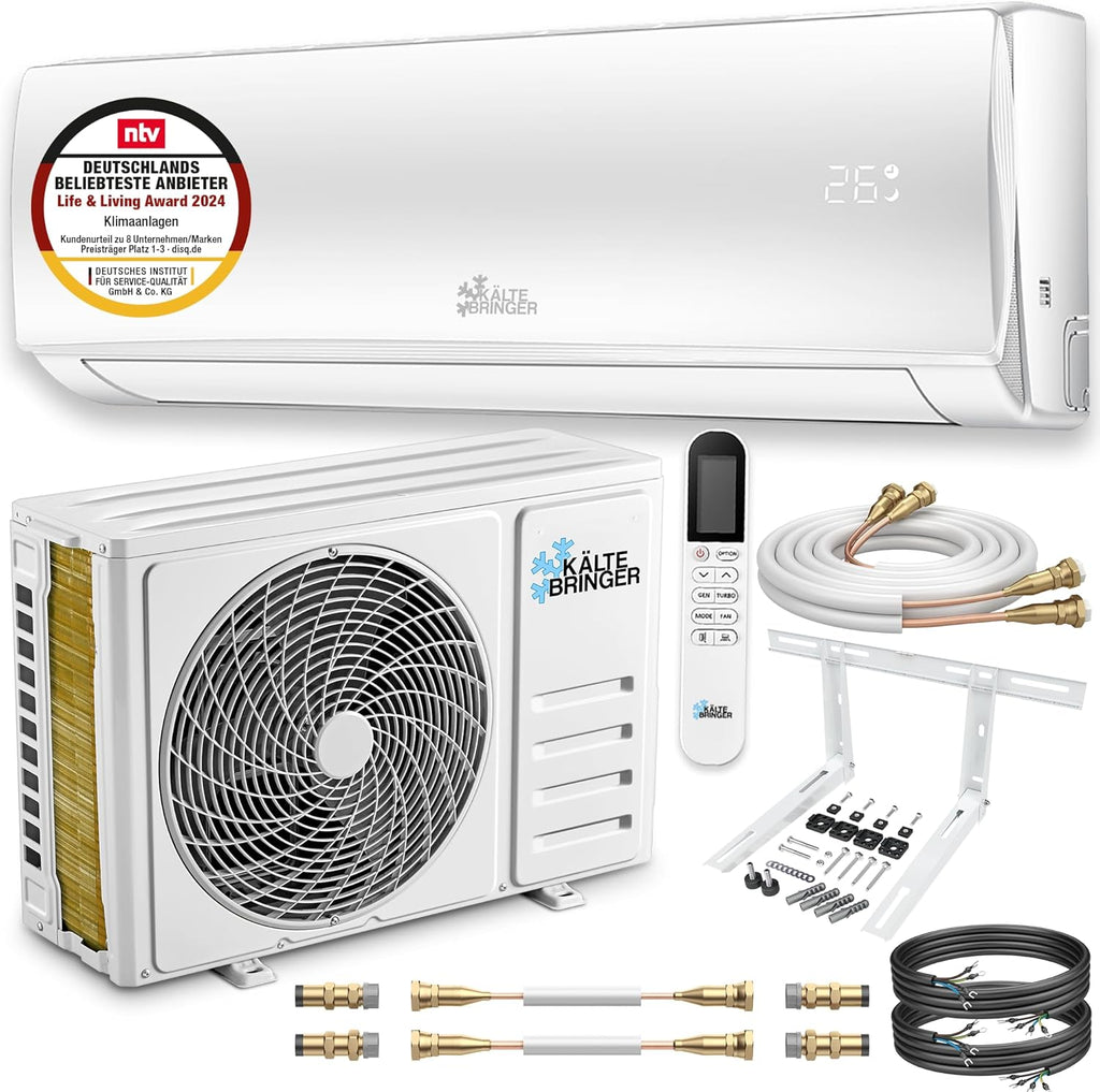 Pharmics Electro – Kältebringer Split Air Conditioner Quick Connect, 12,000 BTU (3.4 kW), Cooling & Heating, WiFi & App Control, Up to 91 m², Ultra-Quiet, 5m Copper Line, R32 Refrigerant, Wall Mount Included