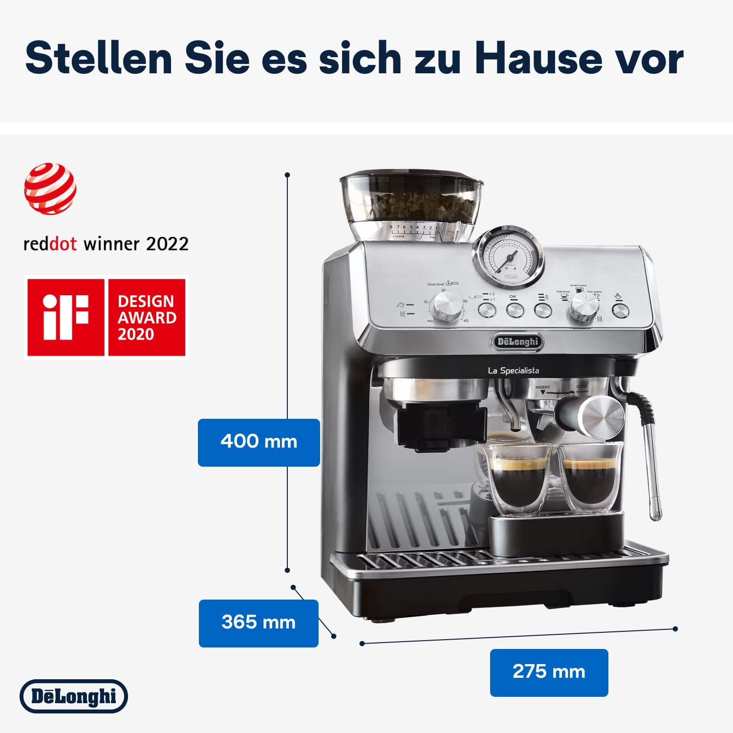 Pharmics Electro – De'Longhi La Specialista Arte EC9155.MB Espresso Machine, Integrated Grinder, 8 Grind Settings, 15 Bar, 3 Temperatures, Milk Frother, 1300W, 1.5L Tank, Stainless Steel/Black, Barista Kit Included