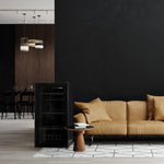 Pharmics Electro °CUBES 90L Beverage Refrigerator with Glass Door, Compact Drinks Fridge with 4 Adjustable Shelves, Black