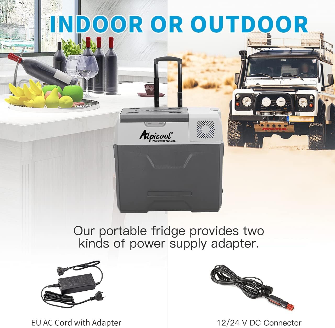 Pharmics Electro Alpicool CF55 55L Portable 12V Mini Fridge Freezer, -20°C to 20°C, for Car, Camping, Truck, Boat, AC/DC, with USB Port