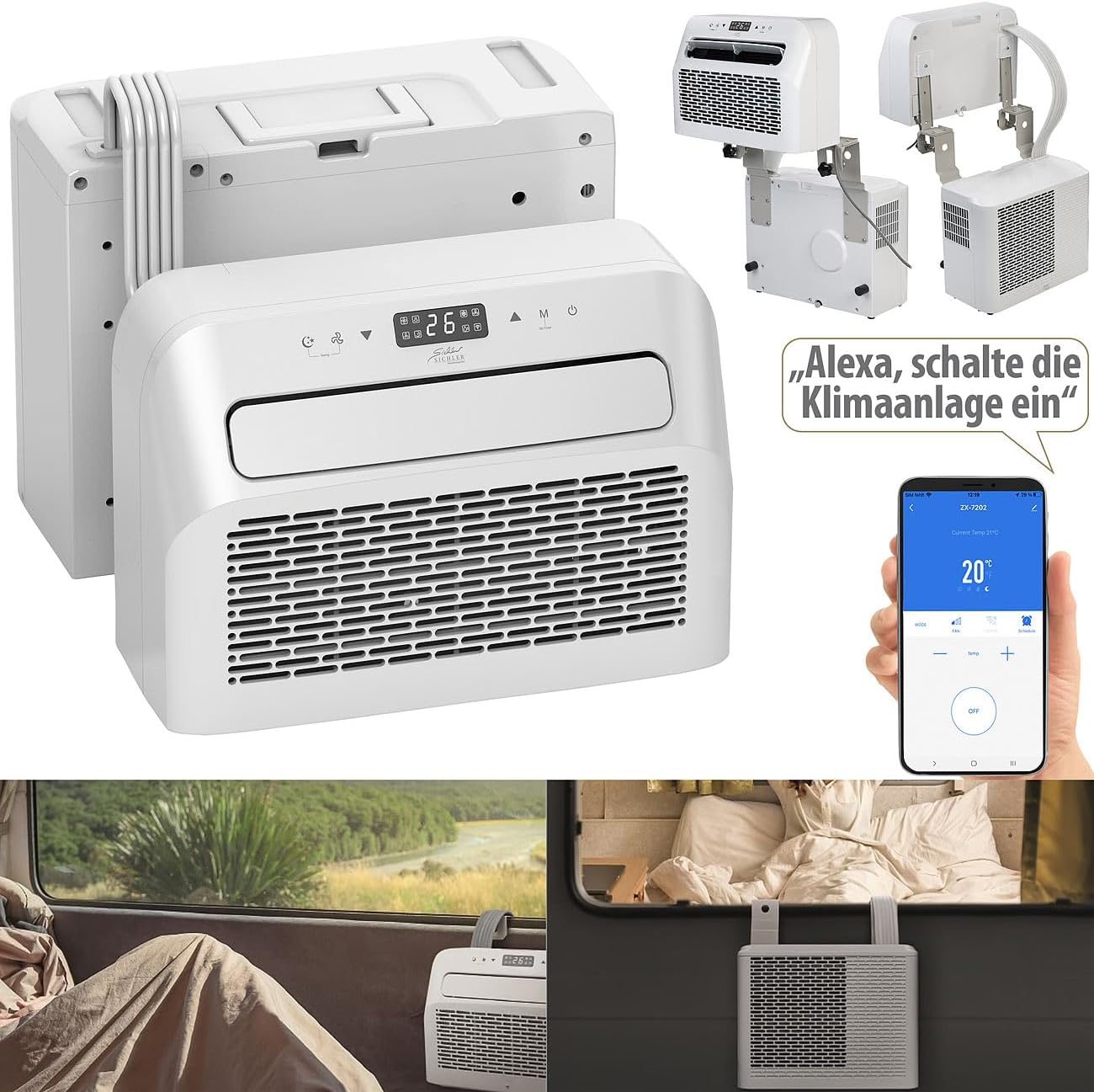 Pharmics Electro – Sichler Mobile Split Air Conditioner 5,000 BTU, Dehumidifier, Wi-Fi & App Control, Mini AC for Rooms up to 215 sq ft