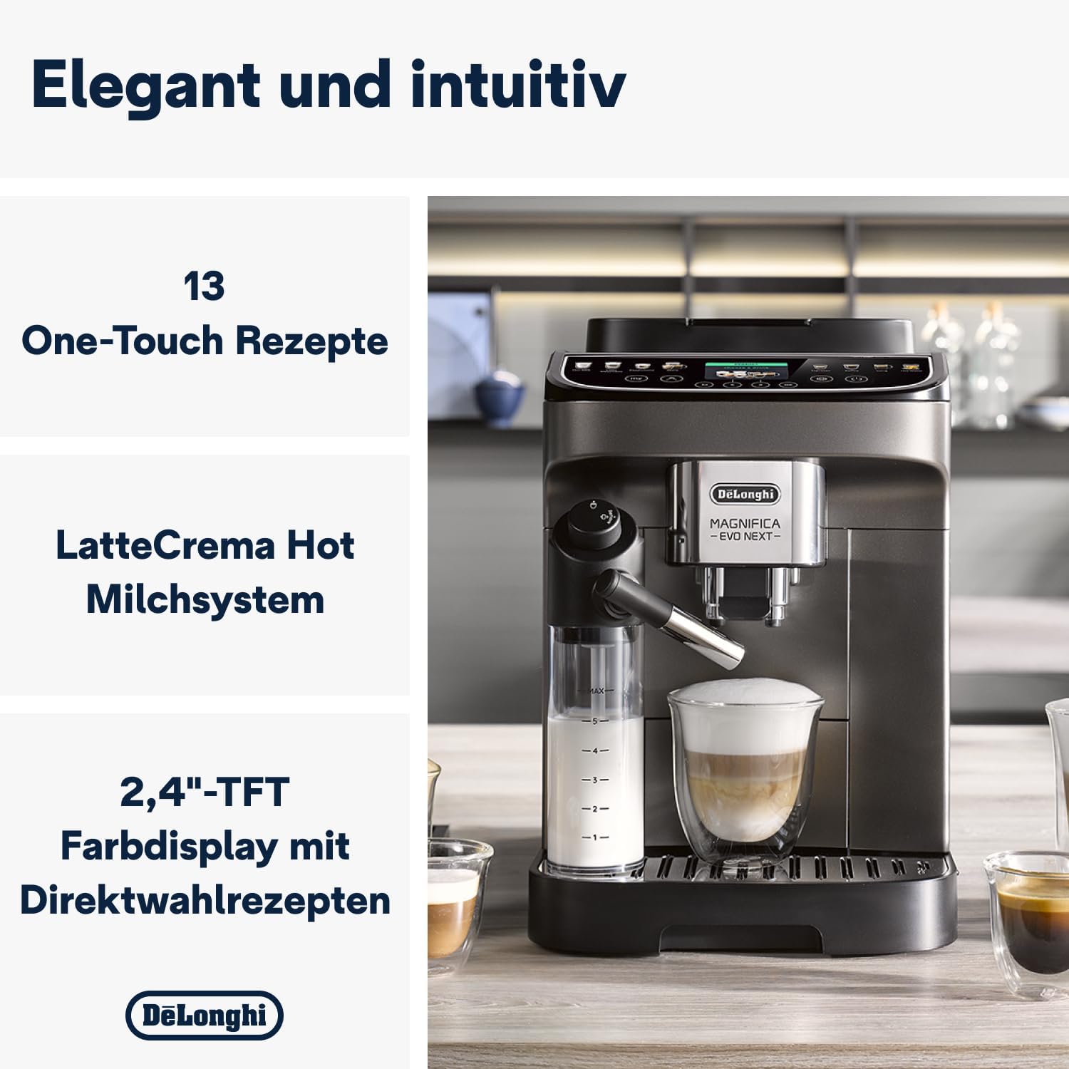Pharmics Electro De'Longhi Magnifica Evo ECAM 292.81.B Coffee Machine with LatteCrema System, 7 Selection Buttons, Dual-Cup Function, Black