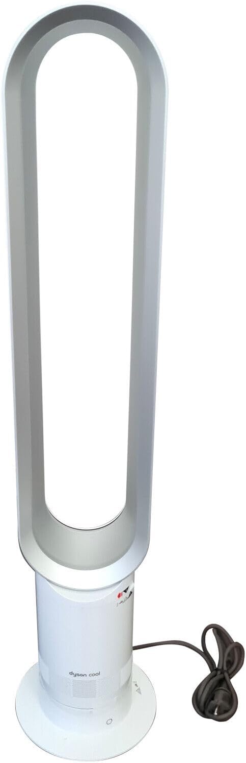 Pharmics Electro – Dyson Cool AM07 Tower Fan with Remote, 100cm, 9-Hour Timer, Quiet Oscillating Stand Fan, Energy Efficient, White/Silver, 10 Speeds, 48 dB