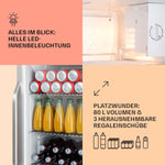 Pharmics Electro – Klarstein Mini Fridge with Glass Door, 80L Beverage Cooler, Adjustable Shelves, Quiet Compact Indoor/Outdoor Refrigerator