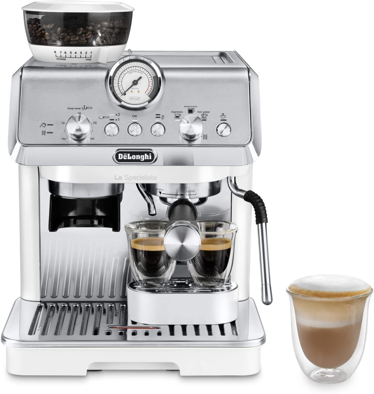 Pharmics Electro – De'Longhi La Specialista Arte EC9155.MB Espresso Machine, Integrated Grinder, 8 Grind Settings, 15 Bar, 3 Temperatures, Milk Frother, 1300W, 1.5L Tank, Stainless Steel/Black, Barista Kit Included