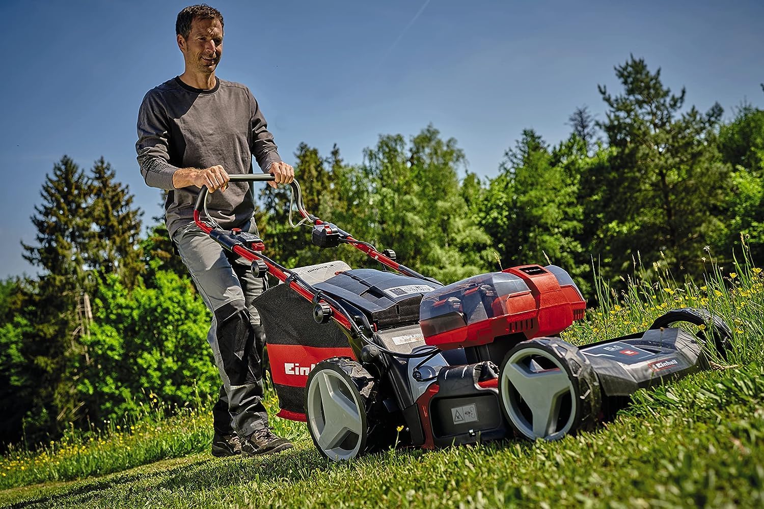 Pharmics Electro – Einhell GE-CM 36/47 S HW Li Cordless Lawn Mower Kit, 36V, 47 cm Cutting Width, Up to 700 m², Brushless Motor, Self-Propelled, 75L Grass Collector, Includes 4x 4.0Ah Batteries + 2x Twin Charger