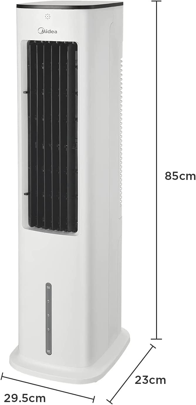 Pharmics Electro – Midea Air Cooler with Water Cooling, Portable AC, 5L Evaporative Fan, Humidifier & Ionizer, No Exhaust Hose, Remote Control, 355 m³/h, 55W, White