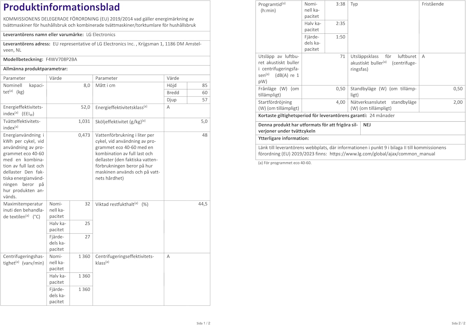 LG F4WV7080 Front Load Washer 8 kg 1400 RPM – Pharmics Electro