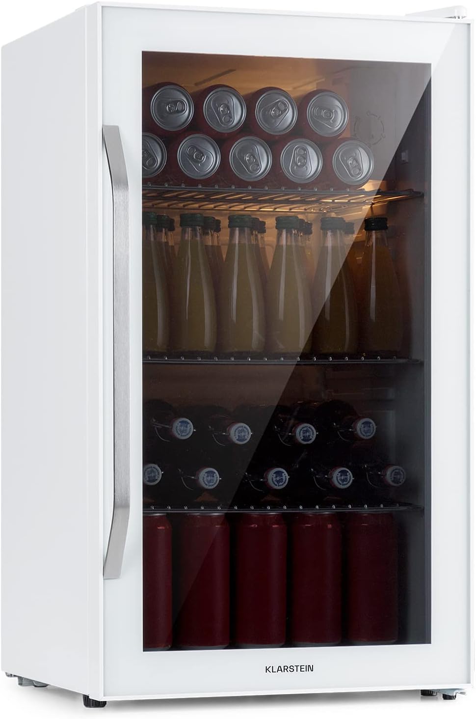 Pharmics Electro – Klarstein Mini Fridge with Glass Door, 80L Beverage Cooler, Adjustable Shelves, Quiet Compact Indoor/Outdoor Refrigerator