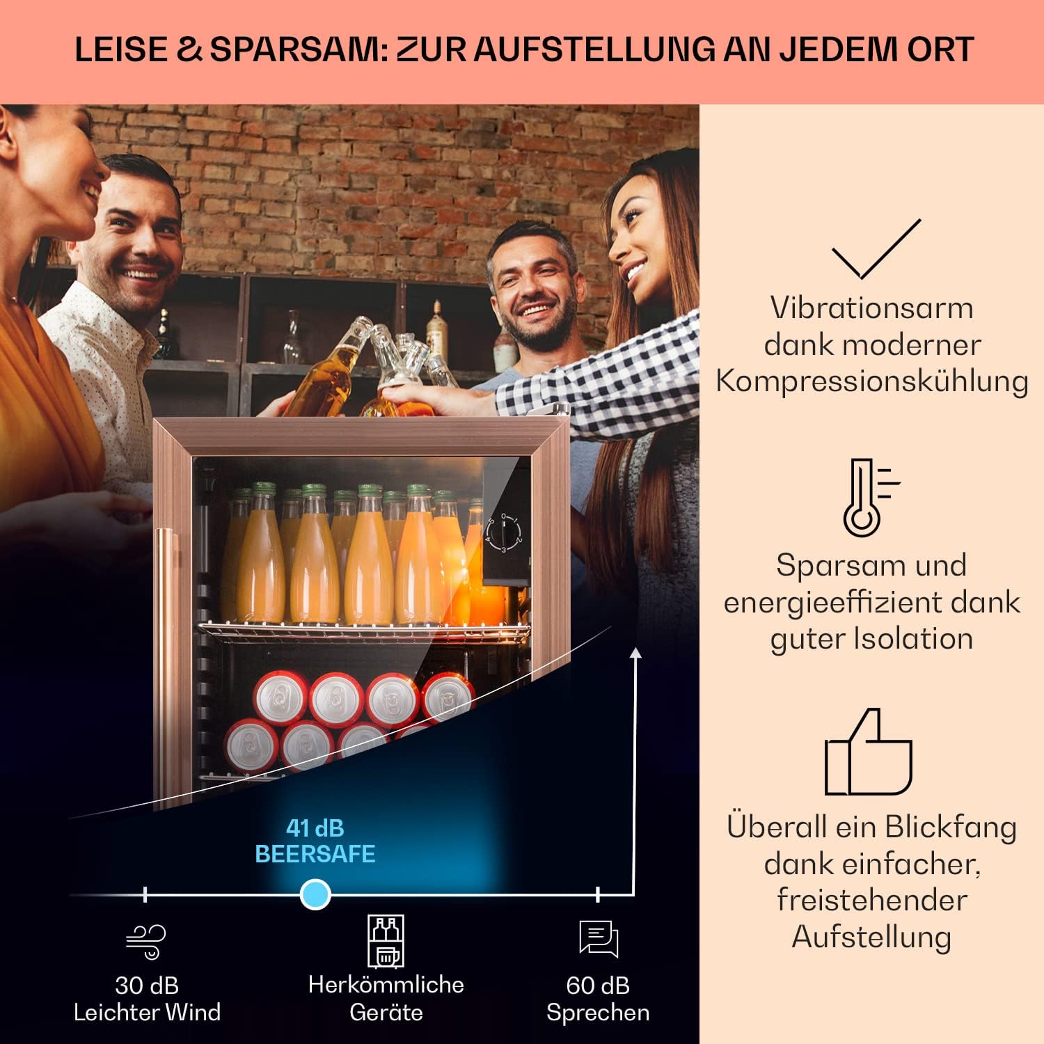 Pharmics Electro – Klarstein Mini Fridge with Glass Door, 80L Beverage Cooler, Adjustable Shelves, Quiet Compact Indoor/Outdoor Refrigerator