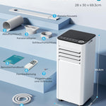 Pharmics Electro – 9000 BTU Portable Air Conditioner with Exhaust Hose | 4-in-1 Mobile AC | Quiet Operation <48 dB | Digital Display & Remote | Window Installation Kit | 24h Timer | For Rooms up to 25 m²