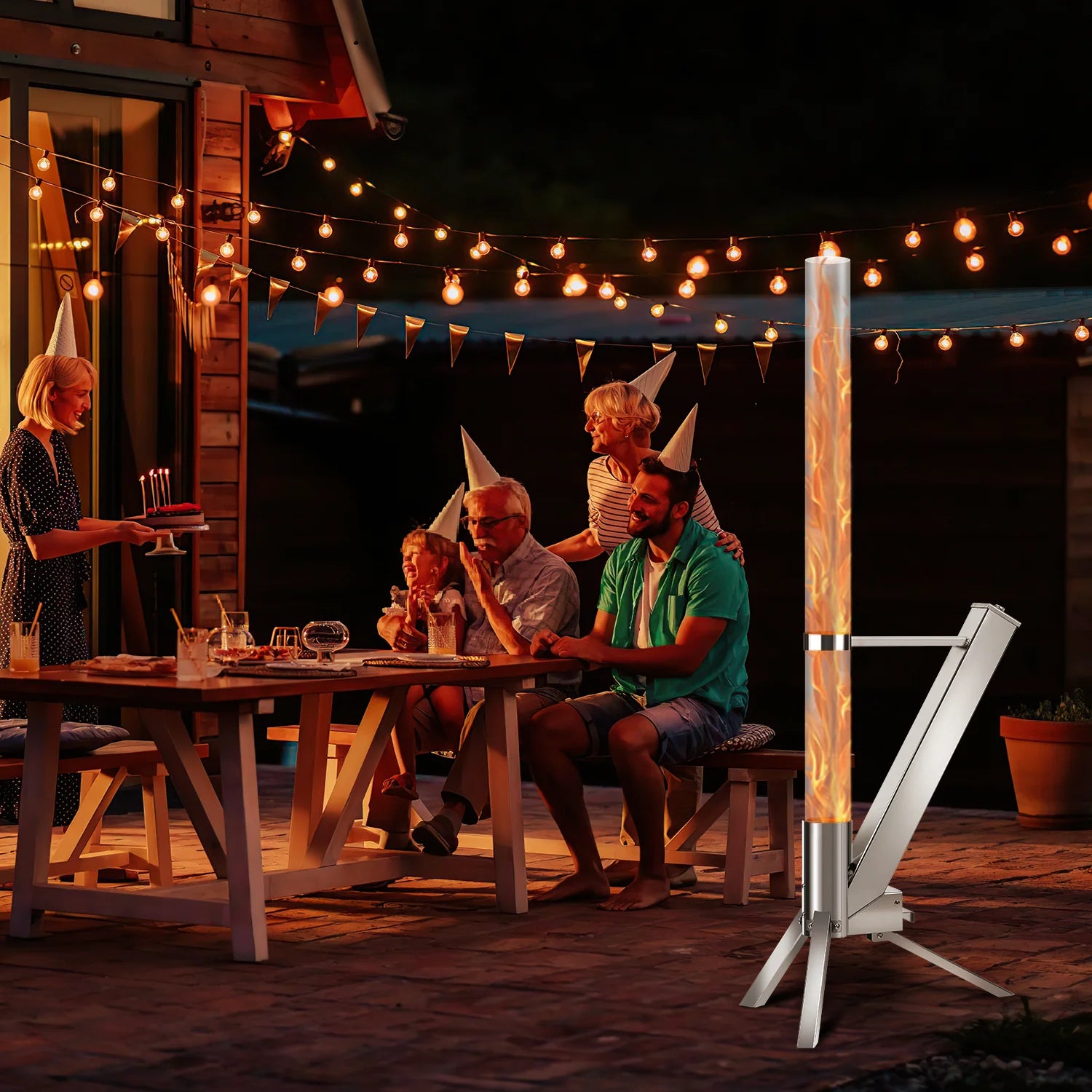 Pharmics Electro – Sonnewelt Pelletfackel aus Edelstahl mit Glasrohr, Feuerrohr für Outdoor-Heizung & Ambiente