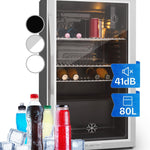 Pharmics Electro – Klarstein Mini Fridge with Glass Door, 80L Beverage Cooler, Adjustable Shelves, Quiet Compact Indoor/Outdoor Refrigerator