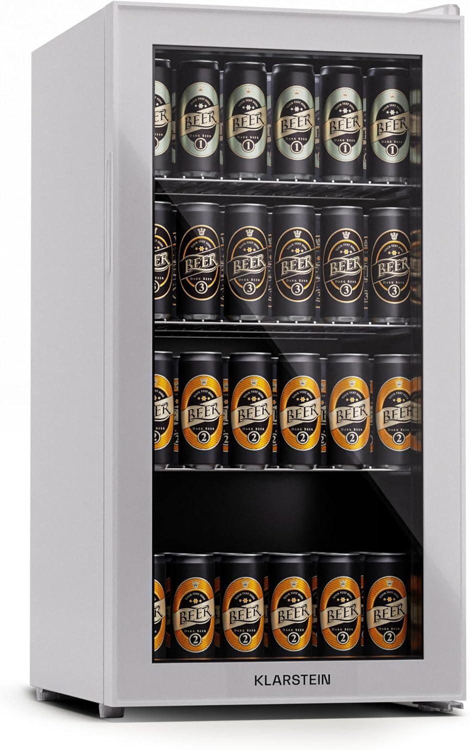 Pharmics Electro – Klarstein Mini Fridge with Glass Door, 80L Beverage Cooler, Adjustable Shelves, Quiet Compact Indoor/Outdoor Refrigerator