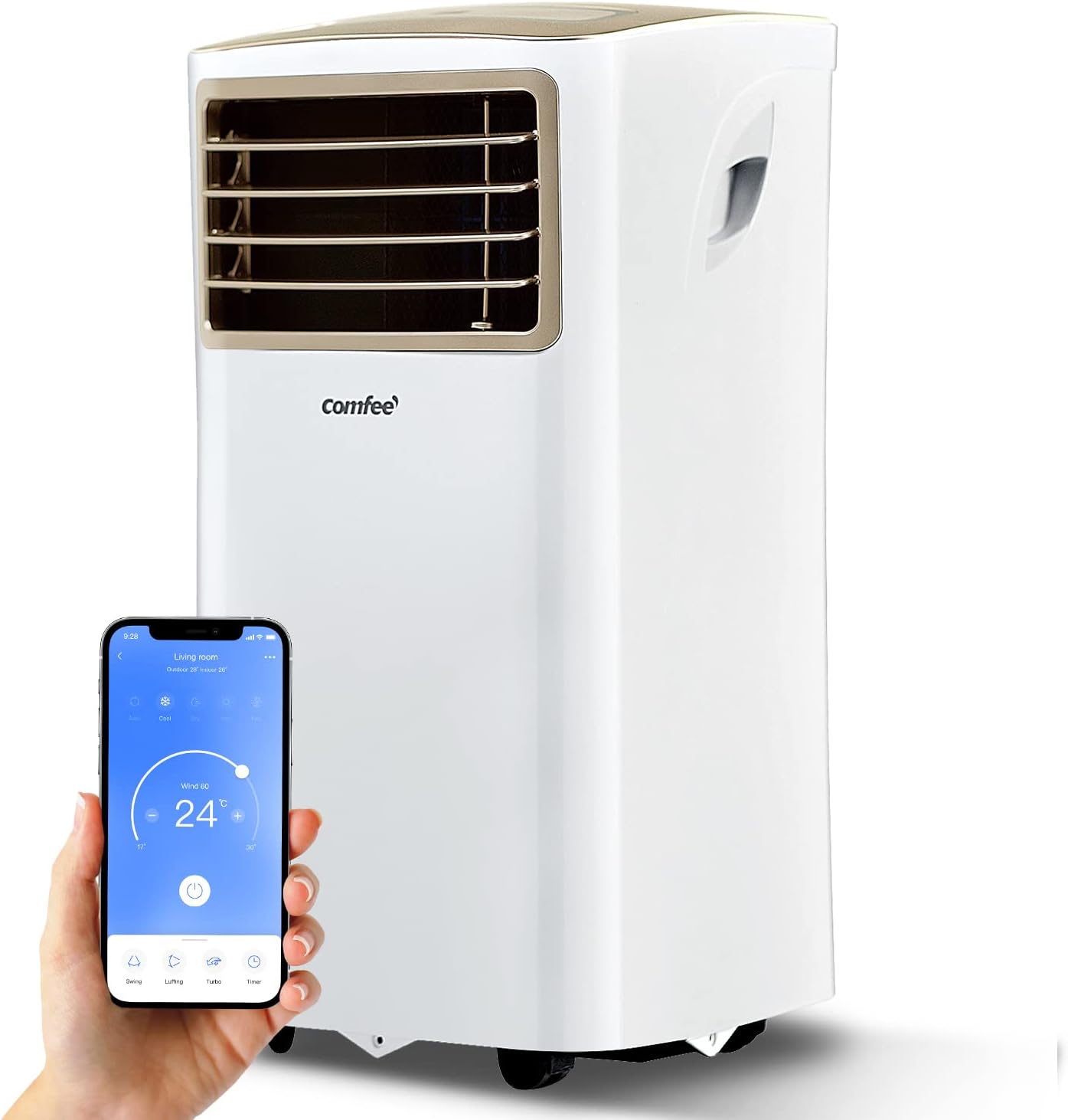 Pharmics Electro – Comfee Portable Air Conditioner MPPH-09CRN7, 9000 BTU / 2.6 kW, 3-in-1 Cooling, Dehumidifier & Fan, Up to 950 sq ft, with Exhaust Hose