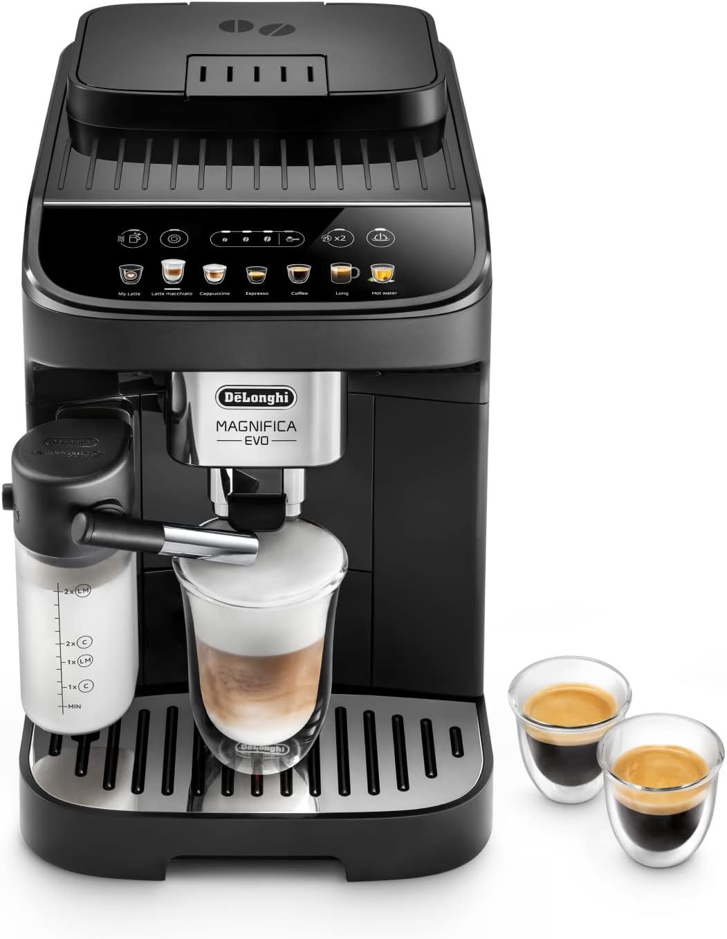 Pharmics Electro De'Longhi Magnifica Evo ECAM 292.81.B Coffee Machine with LatteCrema System, 7 Selection Buttons, Dual-Cup Function, Black