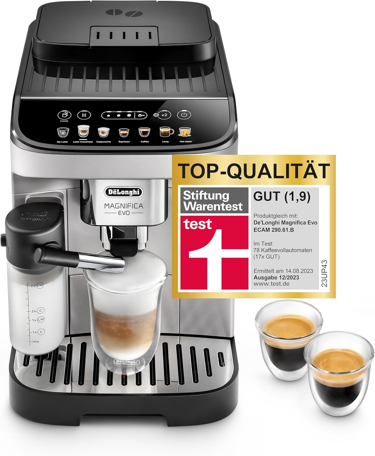 Pharmics Electro De'Longhi Magnifica Evo ECAM 292.81.B Coffee Machine with LatteCrema System, 7 Selection Buttons, Dual-Cup Function, Black