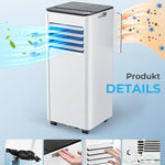 Pharmics Electro – 9000 BTU Portable Air Conditioner with Exhaust Hose | 4-in-1 Mobile AC | Quiet Operation <48 dB | Digital Display & Remote | Window Installation Kit | 24h Timer | For Rooms up to 25 m²
