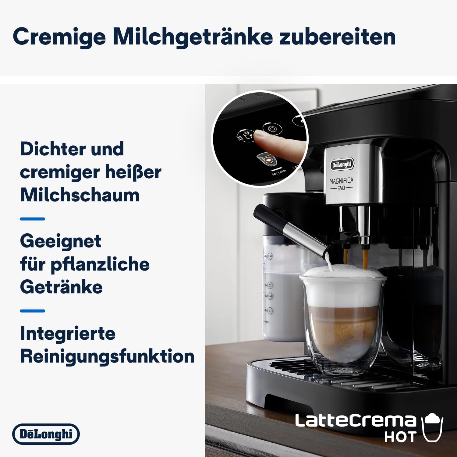 Pharmics Electro De'Longhi Magnifica Evo ECAM 292.81.B Coffee Machine with LatteCrema System, 7 Selection Buttons, Dual-Cup Function, Black
