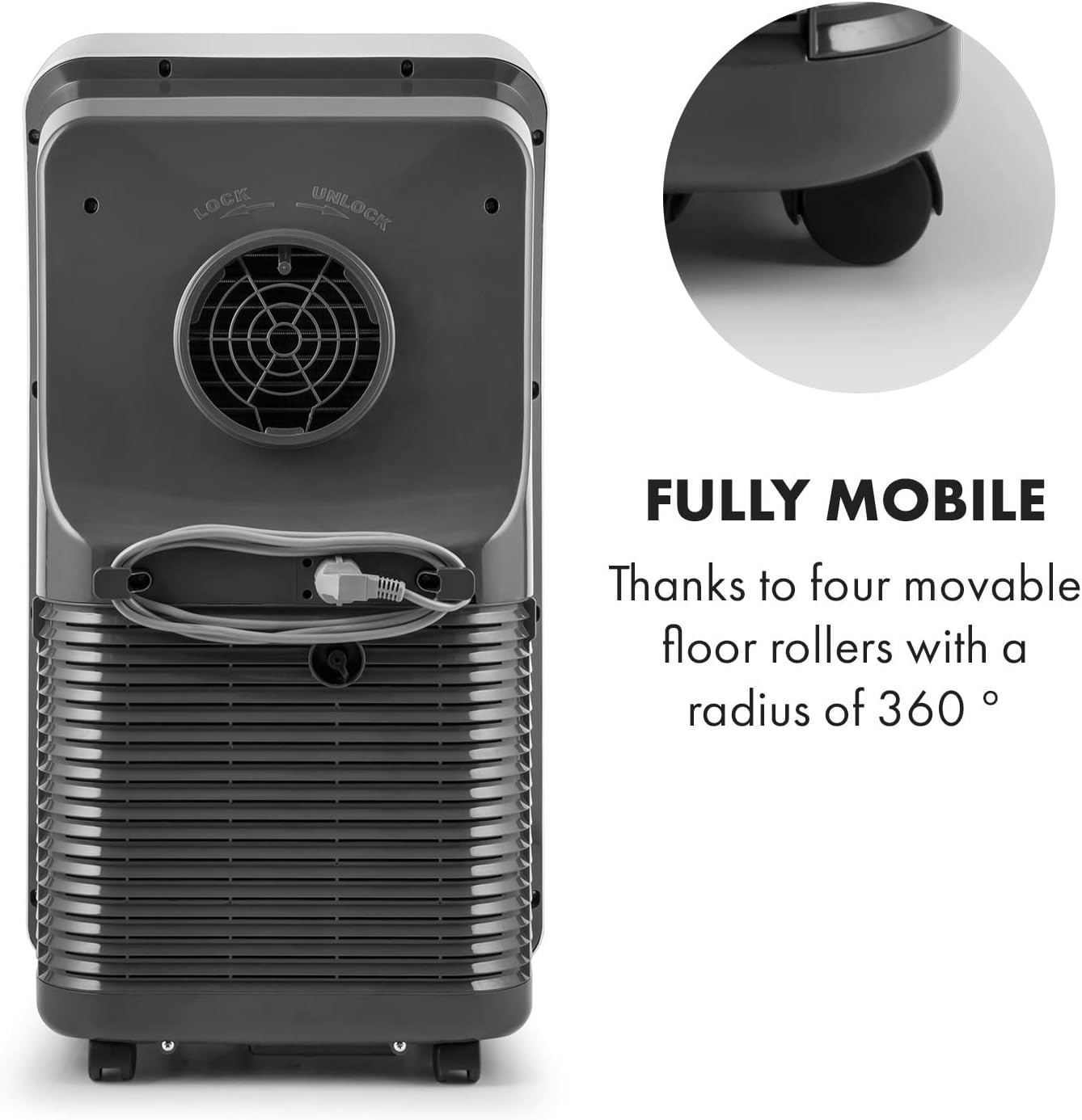 Pharmics Electro – Klarstein Portable 4-in-1 Air Conditioner, 9000 BTU, Cooling, Dehumidifier, Fan & Night Mode for Home & Office