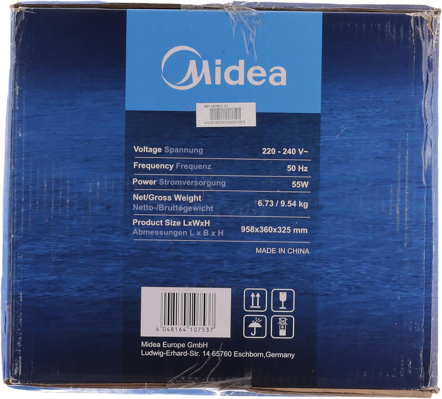 Pharmics Electro – Midea Air Cooler with Water Cooling, Portable AC, 5L Evaporative Fan, Humidifier & Ionizer, No Exhaust Hose, Remote Control, 355 m³/h, 55W, White