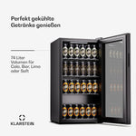 Pharmics Electro – Klarstein Mini Fridge with Glass Door, 80L Beverage Cooler, Adjustable Shelves, Quiet Compact Indoor/Outdoor Refrigerator