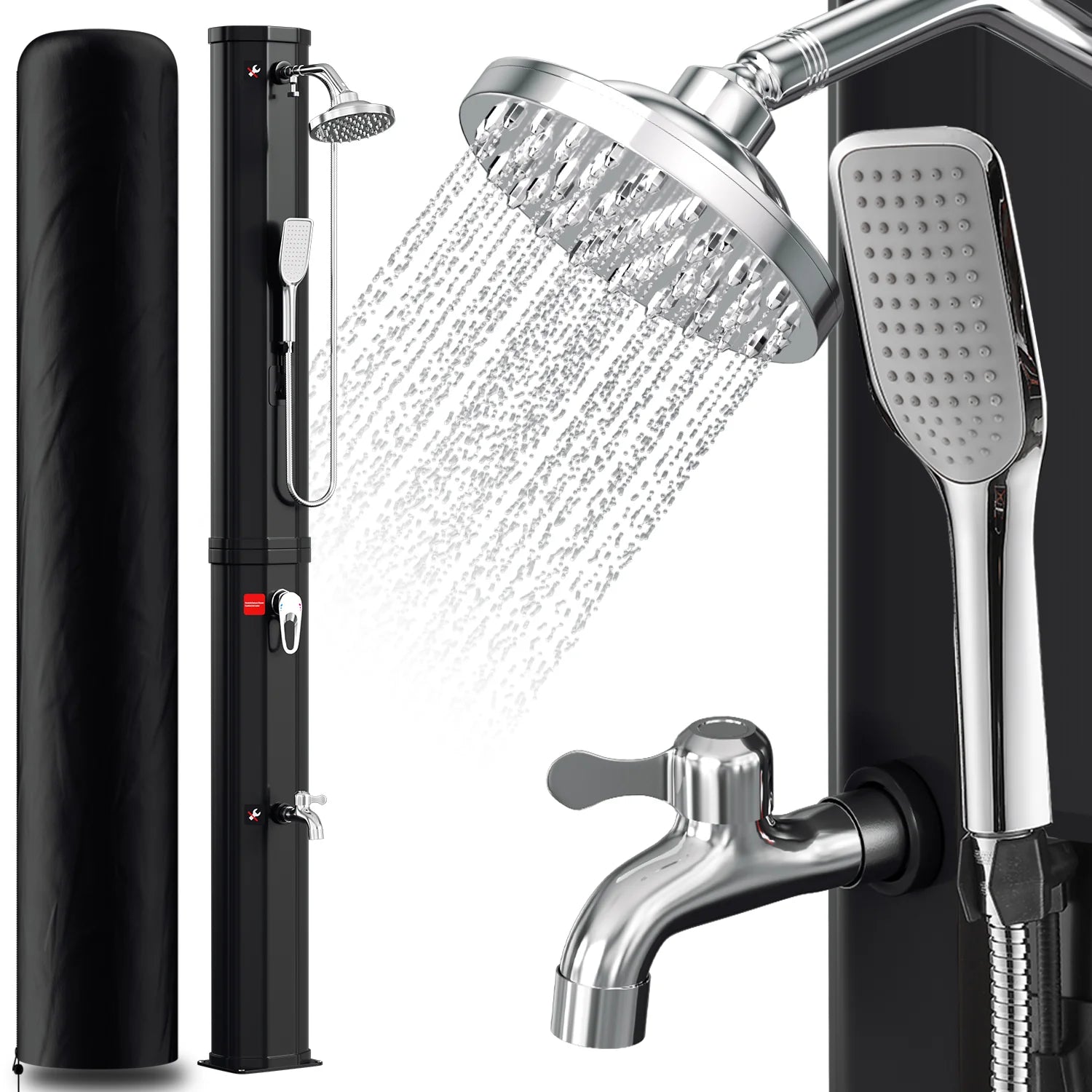 Pharmics Electro – Sonnewelt 60L Solar Shower, Outdoor Garden Shower with Handheld Shower & Protective Cover