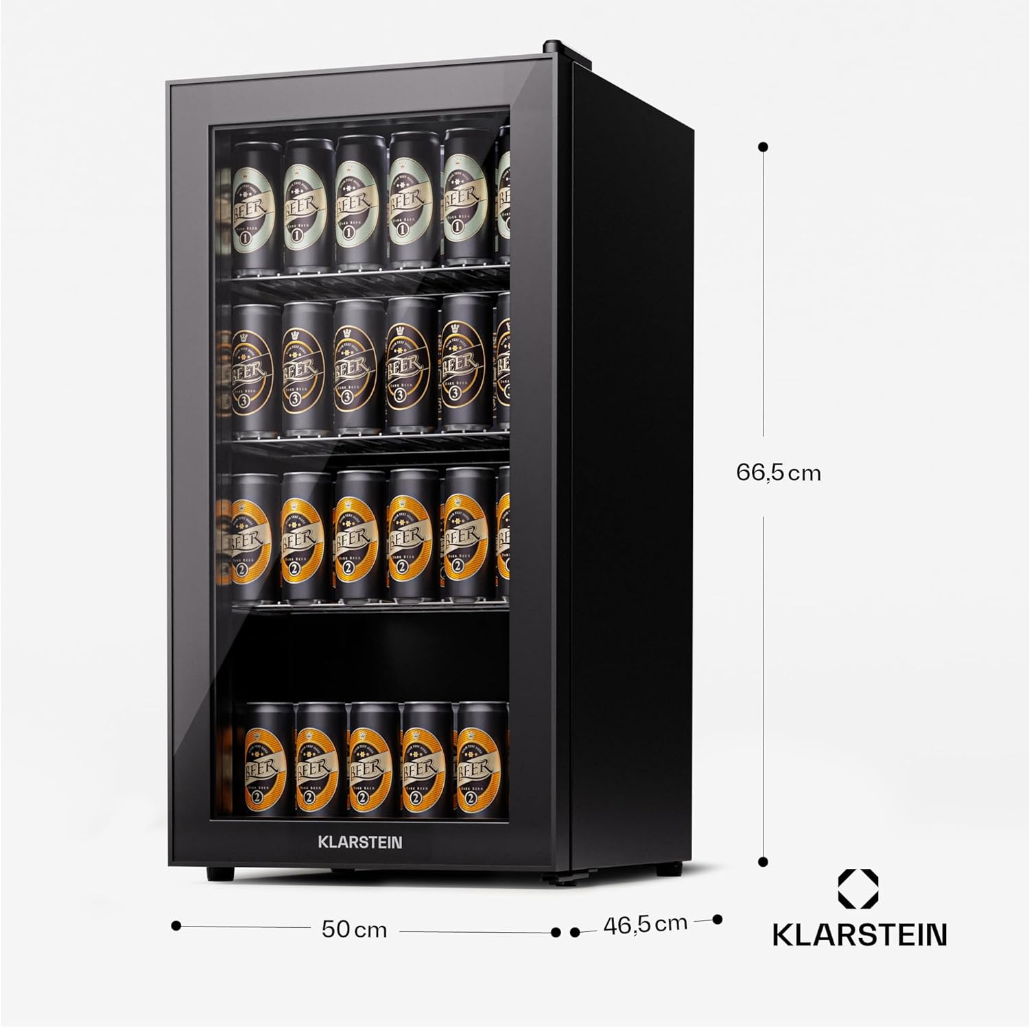 Pharmics Electro – Klarstein Mini Fridge with Glass Door, 80L Beverage Cooler, Adjustable Shelves, Quiet Compact Indoor/Outdoor Refrigerator
