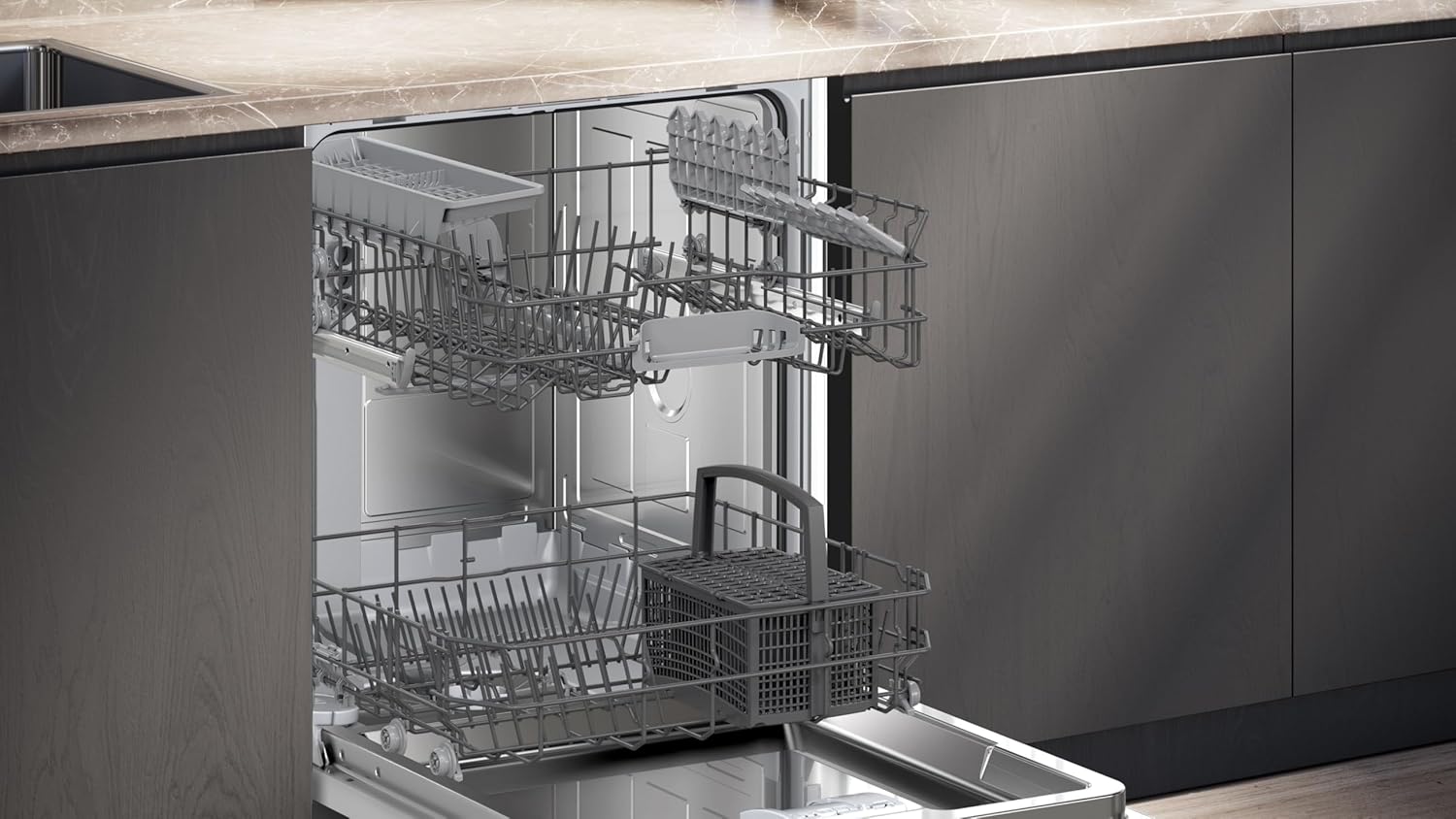 Pharmics Electro – Siemens SN63EX06VE iQ300 Smart Dishwasher, Fully Integrated, 60 cm, Cutlery Drawer, Extra Quiet, varioSpeed, autoDoor, RackMatic, infoLight, intensiveZone